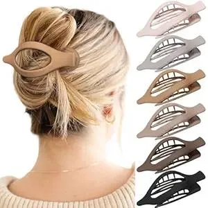 French Concord Hair Clips - 6Pcs Side Slide Volume Clips for Women Girls, Strong Hold No Slip Grip, Thick or Thin Hair (Matte Finish, L:4.6 IN, W:1.97IN)
