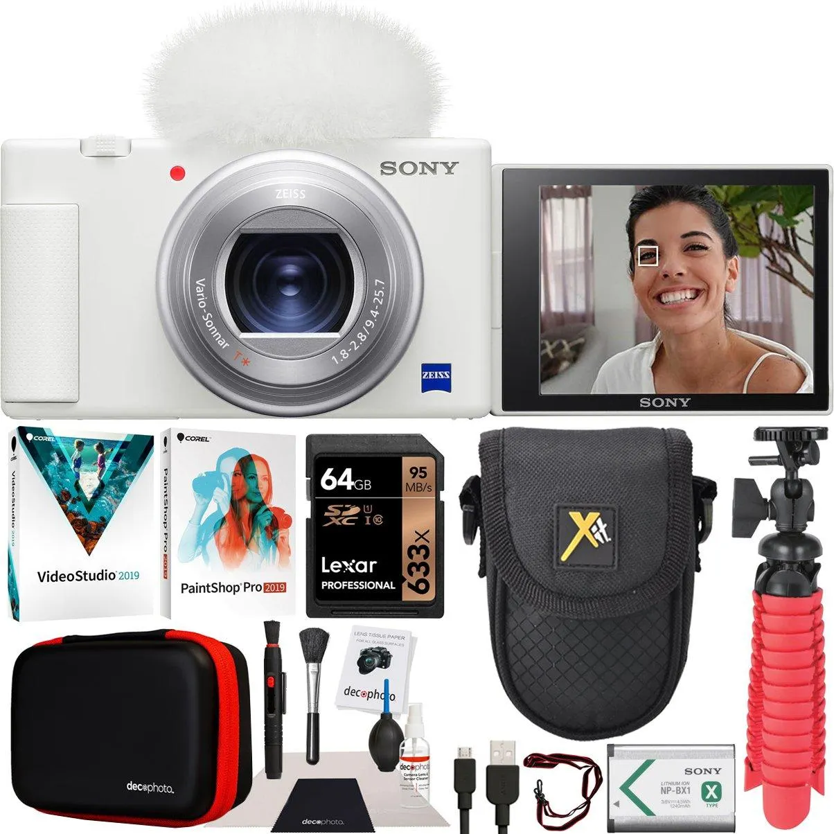 Sony ZV-1 Compact Digital Vlogging 4K Video Camera Content Creators & Vloggers Bundle
