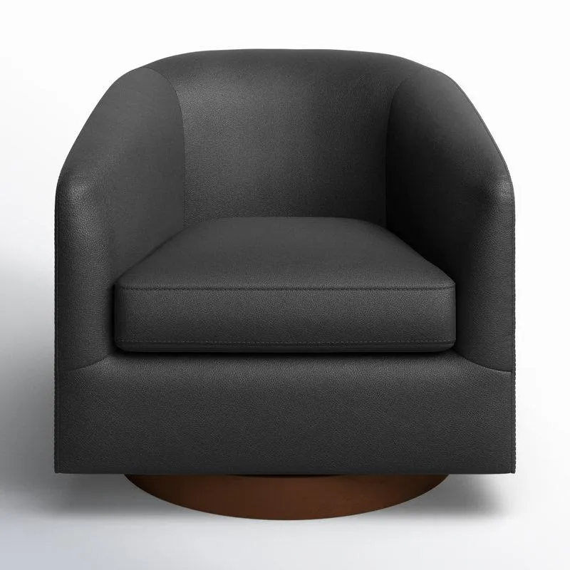 Bennett Vegan Leather Swivel Barrel Chair