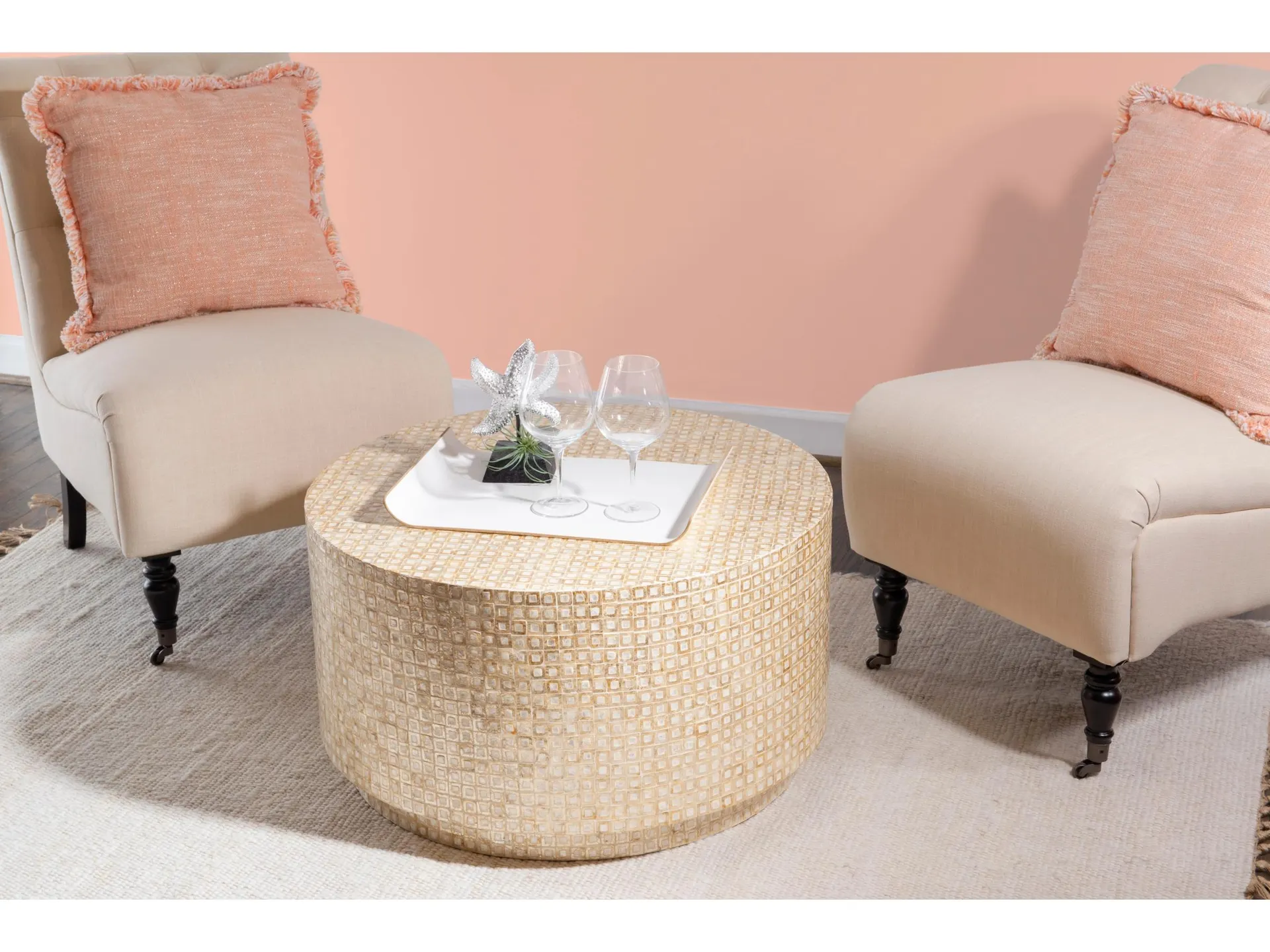 Linon Parton Capiz Mosaic Coffee Table