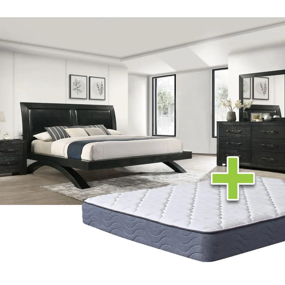 6 - Piece Lenore Queen Bedroom Set with 9.5" Tight Top Extra Firm Mattress