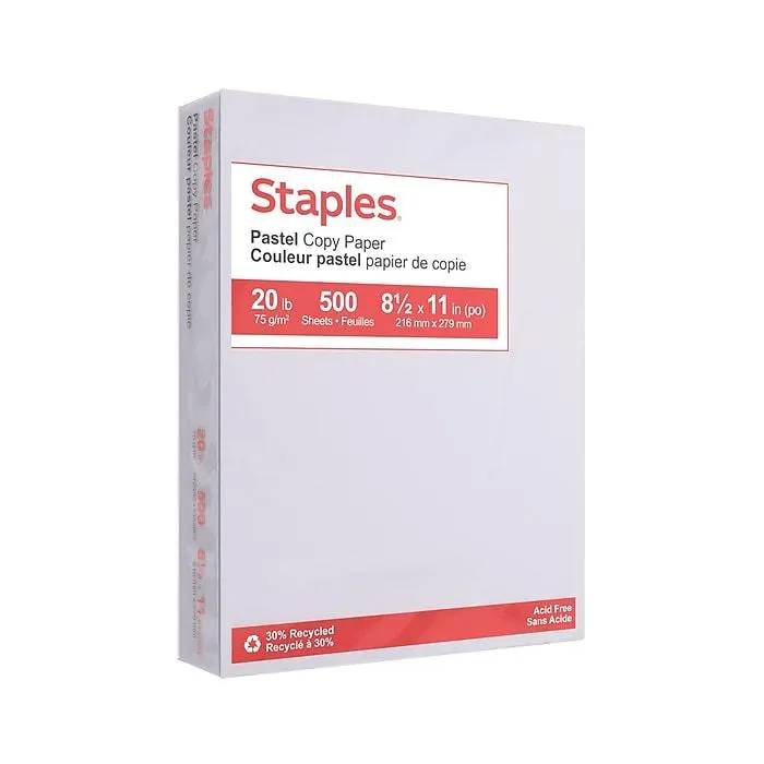 Staples Pastel 30% Recycled Color Copy Paper,