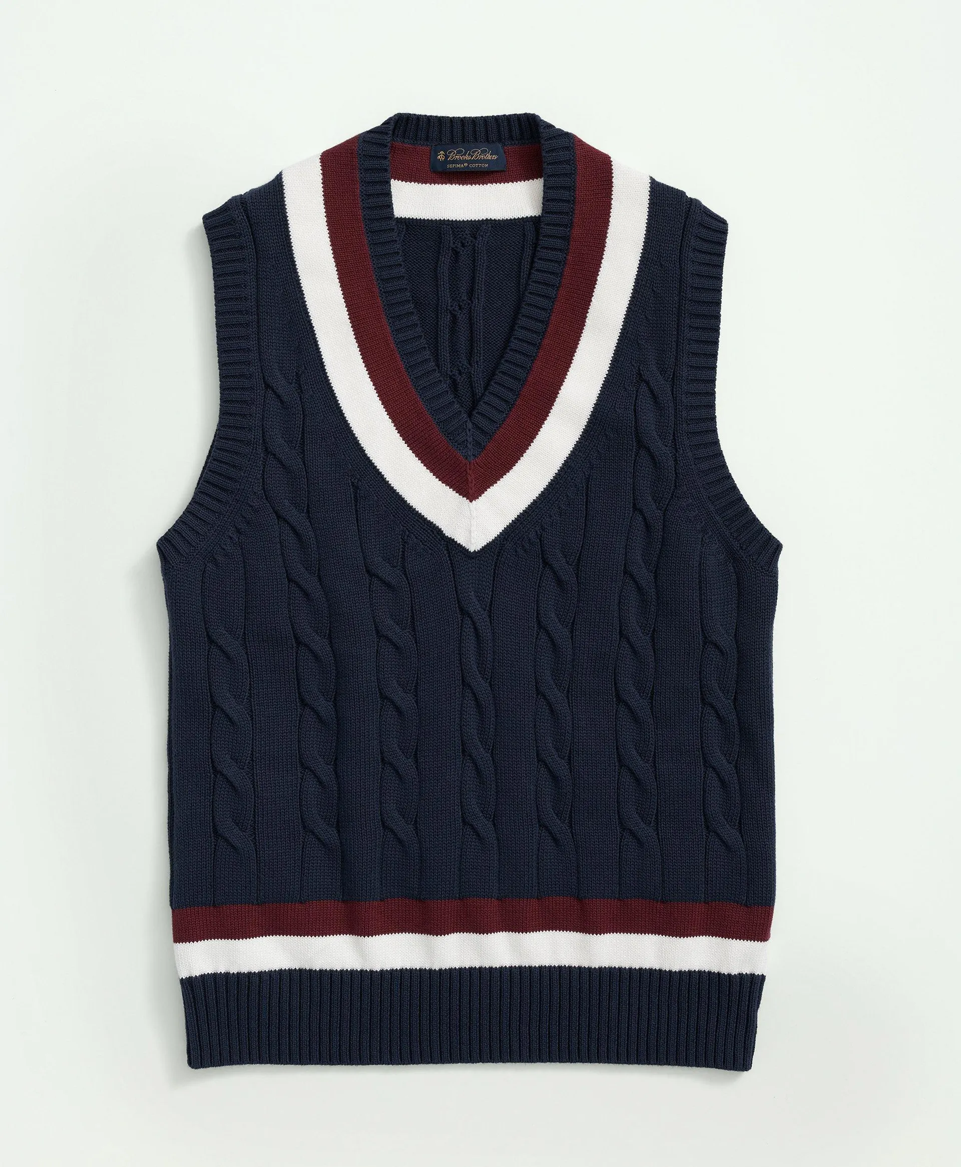 Vintage-Inspired Tennis V-Neck Vest in Supima ® Cotton