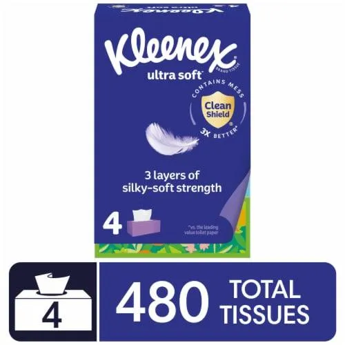 Kleenex Ultra Soft Facial Tissues Flat Boxes 3 Ply