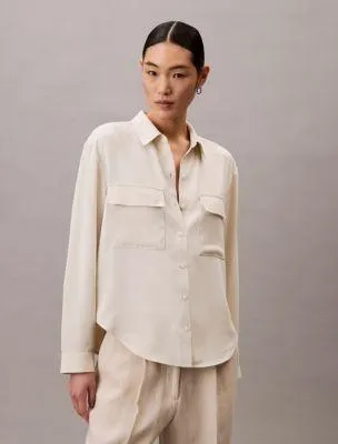 Chiffon Relaxed Button-Down Shirt