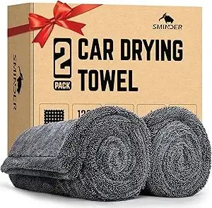 2-Pack 1200 GSM Car Drying Towels – Microfiber Towels for Cars (36" x 24"), Ultra-Absorbent, Streak-Free, Scratch-Free, No Water Spots, Double-Twist Pile & Edgeless Design