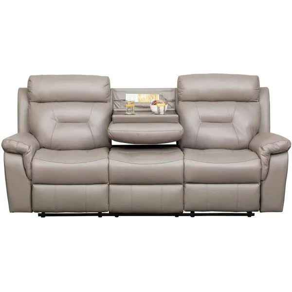 Watson Light Gray Leather Reclining Sofa with DDT
