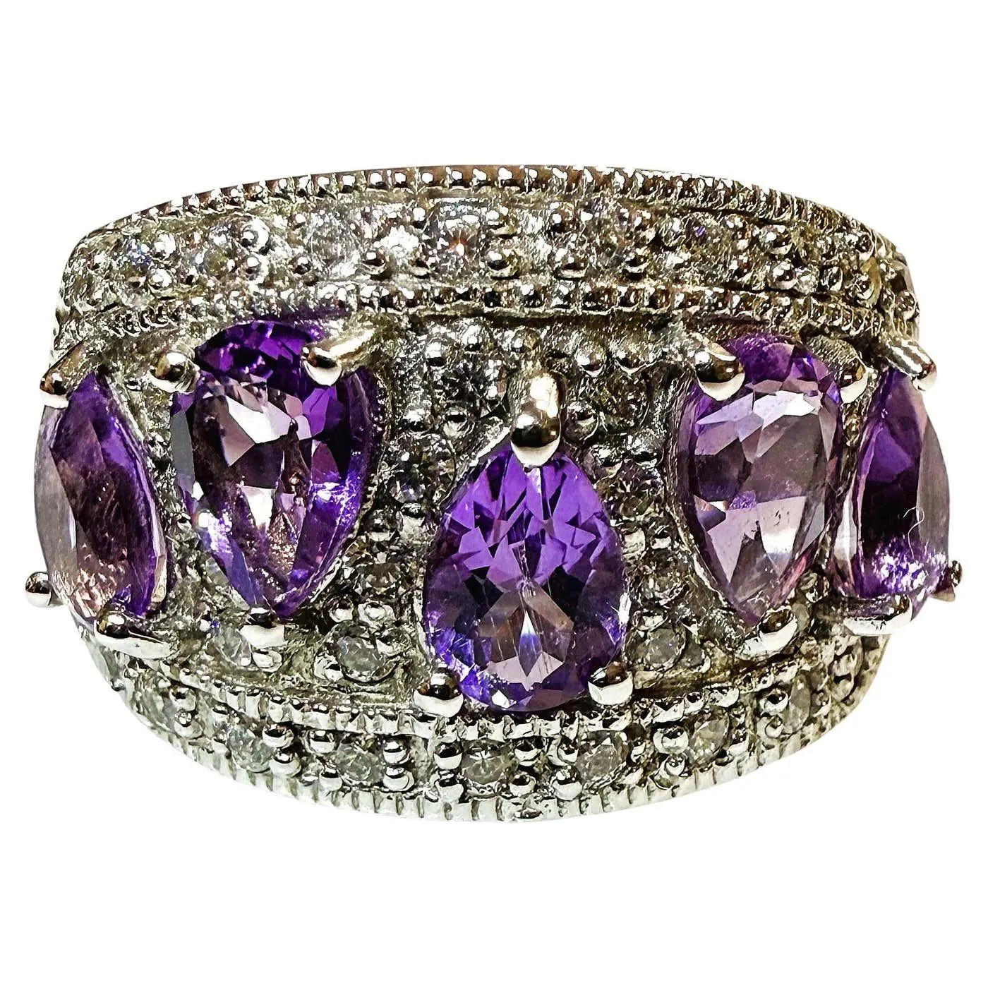 New 2.85 Carat Violet Sapphire & Diamond Cut Sapphire 925 Sterling Silver Ring