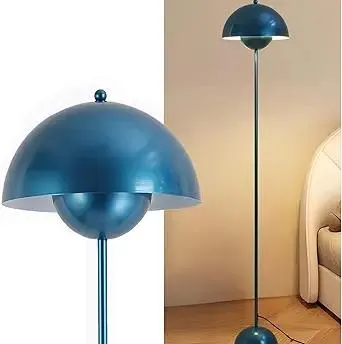 COSYLUX Modern Floor Lamp for Living Room, Industrial Tall Standing Lamp for Bedroom, Metal Shade Reflecting Light Reading Floor Lamp for Office, Nursery Room, Corner(Pearl Gentian Blue)