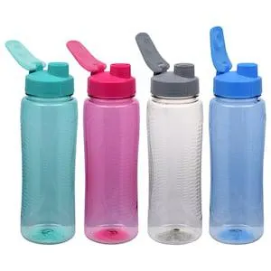 Colorful Plastic Water Bottles with Flip-Top Lids, 24 oz.