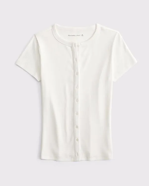 Ribbed Button-Through Top