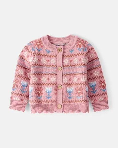 Baby Girl Fair Isle Long-Sleeve Sweater - Pink