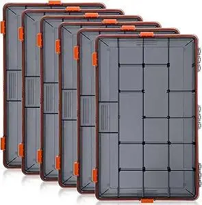 Fishing Tackle Boxes Waterproof 3700 Tackle Trays with Removable Dividers Plastic Storage Organizer Bait Vault Camouflage Box for Freshwater Saltwater (Orange)