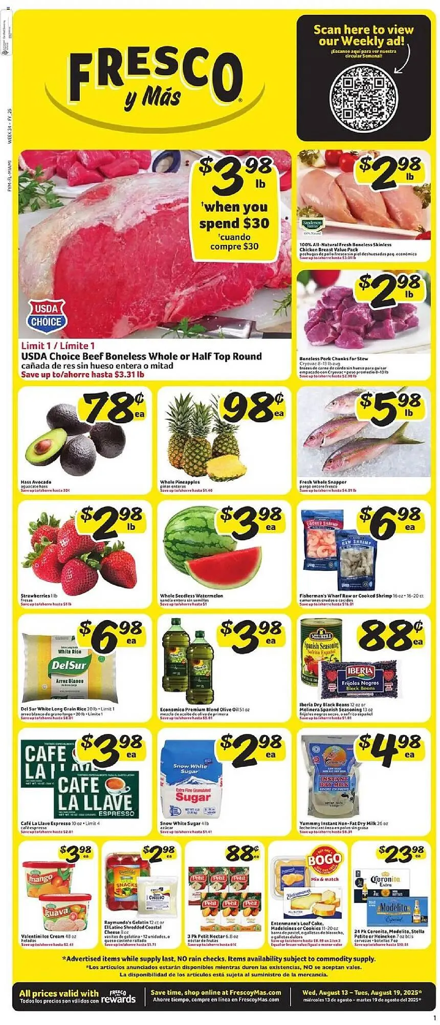 Weekly ad Fresco y Más Weekly Ad from August 13 to August 19 2025 - Page 1