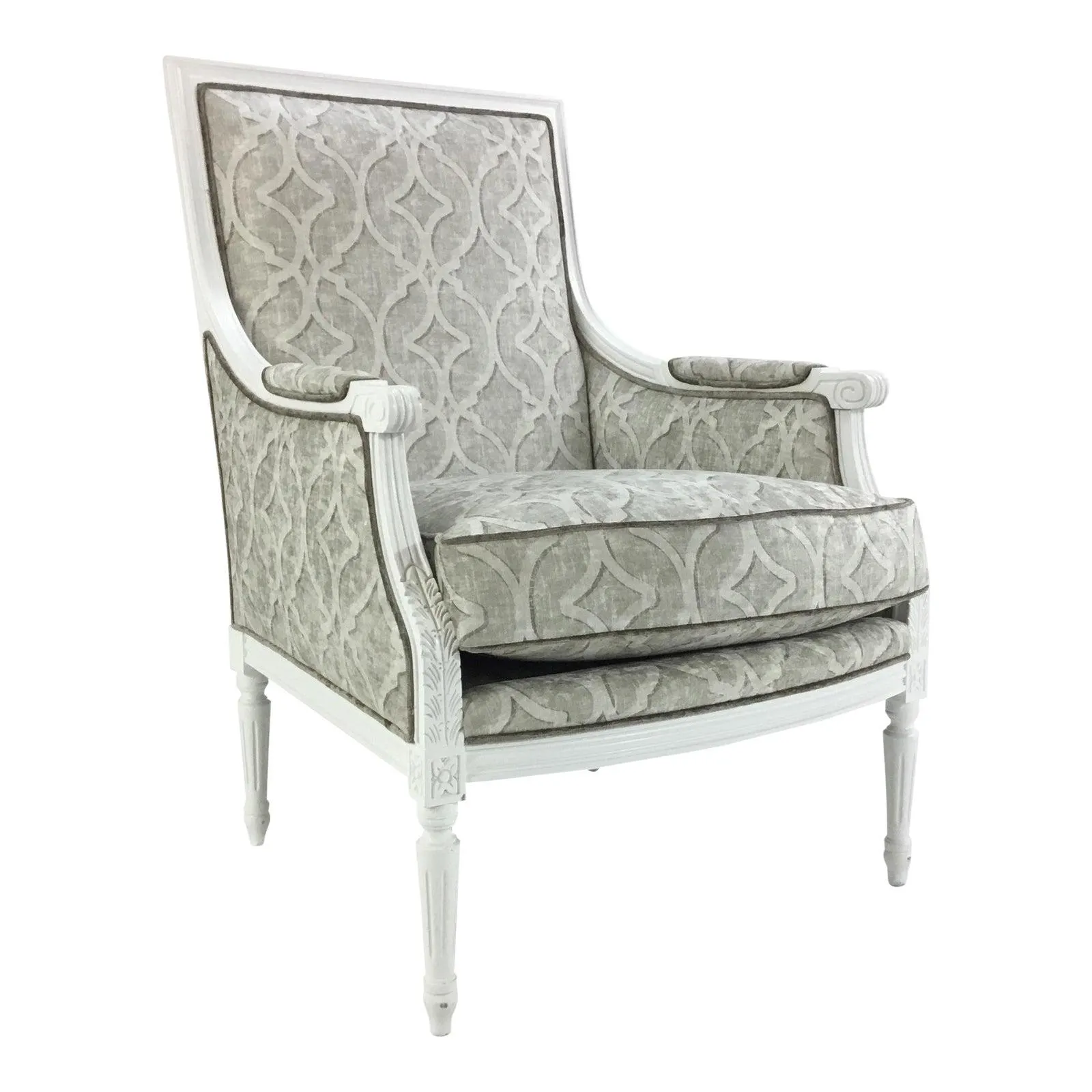 Currey & Co. Gray and White Boxwell Chair