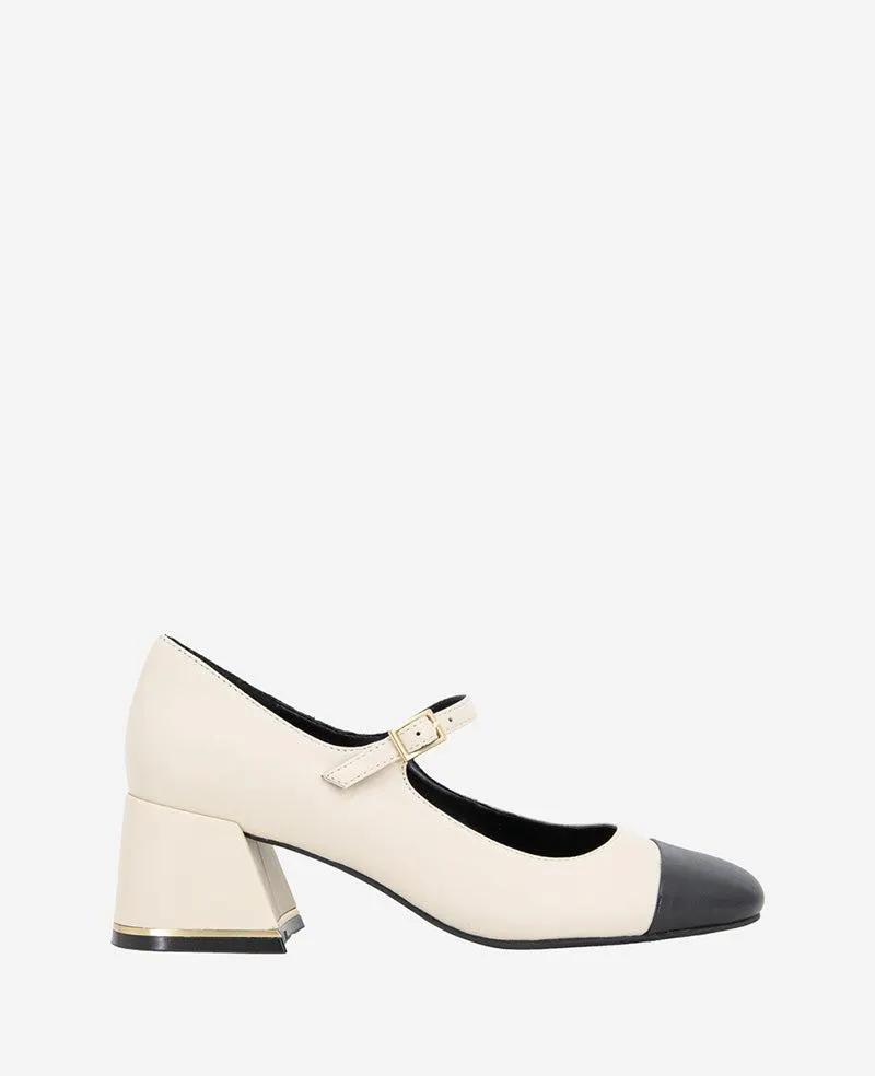 Alec Cap Toe Mary Jane - WHITE BLACK PATENT