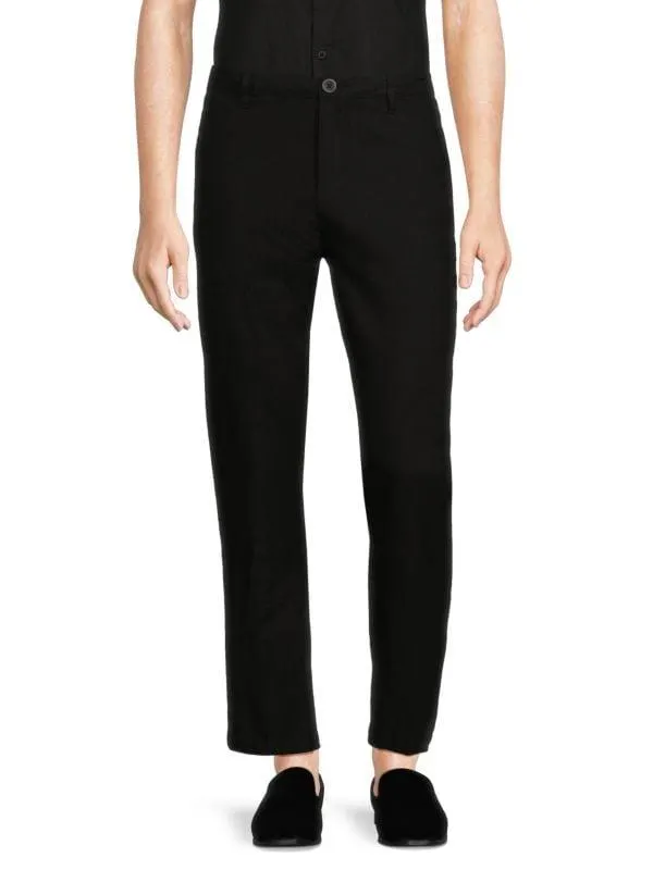 Flat Front Linen Blend Pants