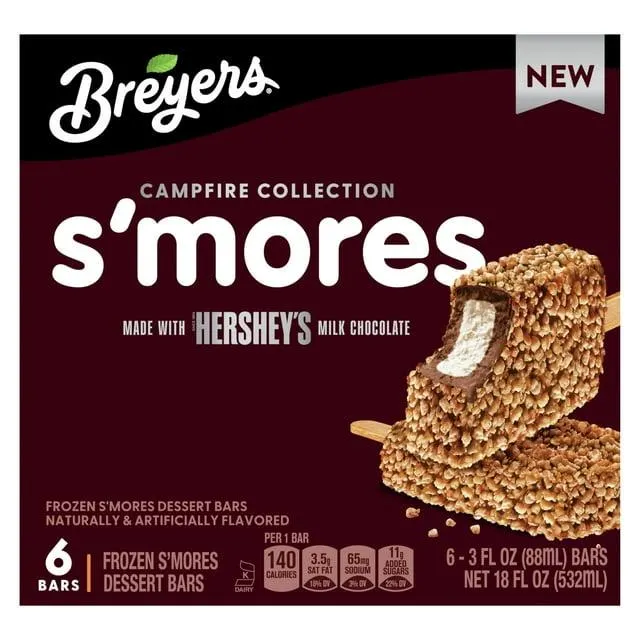 Breyers Campfire Collection S'mores Bar Ice Cream made with Hershey's milk chocolate 18 fl oz 6 Ct