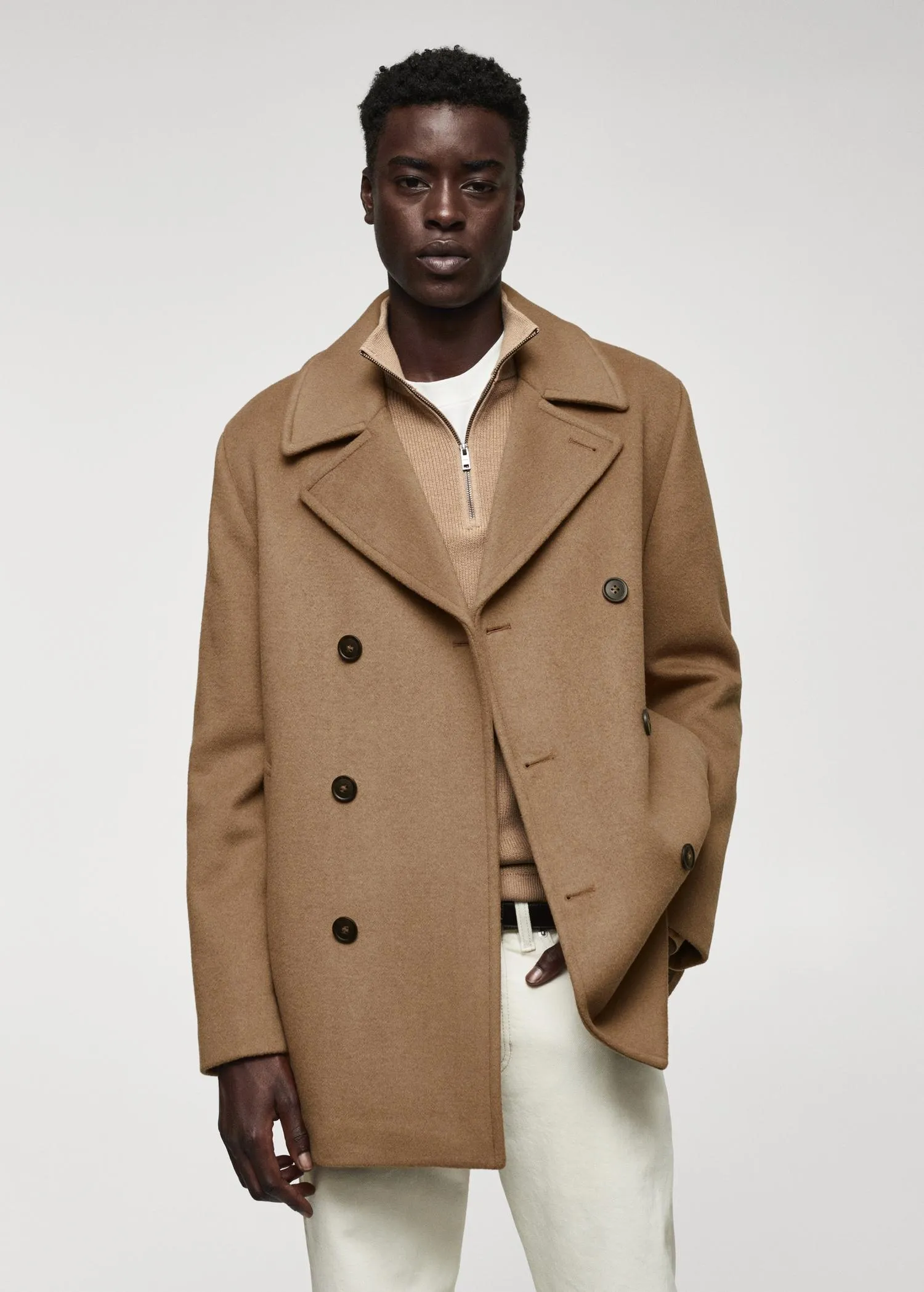 Abrigo cruzado lana reciclada