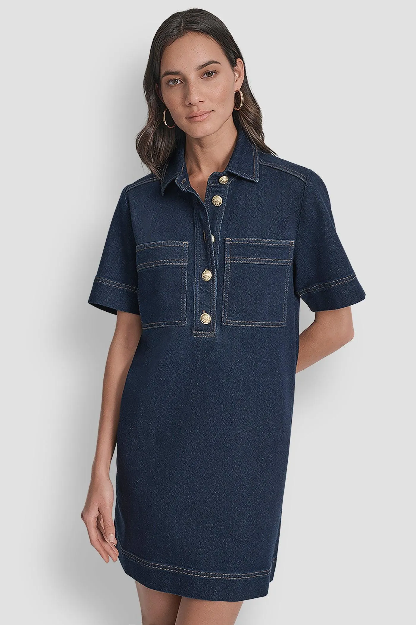 DENIM MINI SHIFT DRESS