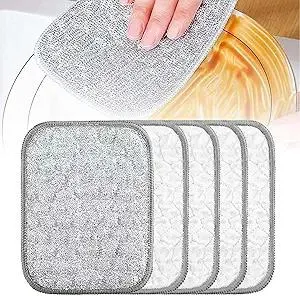 Multipurpose Wire Dishwashing Rags for Wet and Dry, Double Sided Wire Washing Cloth, Reusable Wire Miracle Cleaning Cloths, Non Scratch Wire Dishcloth for Home Kitchen, Sinks,Pots,Pans,Dishes (5PCS)