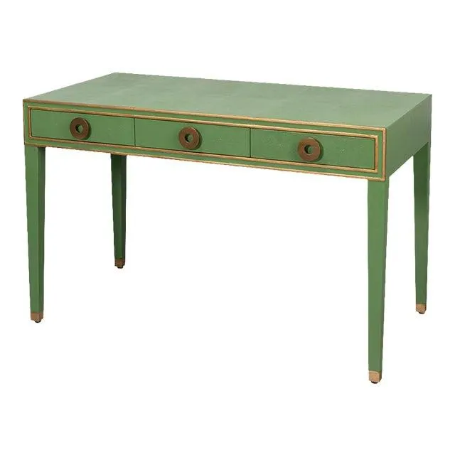 Leather Desk in Watercress Green