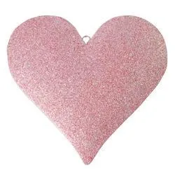 5-1/2" Pink Glitter Metal Heart Ornament