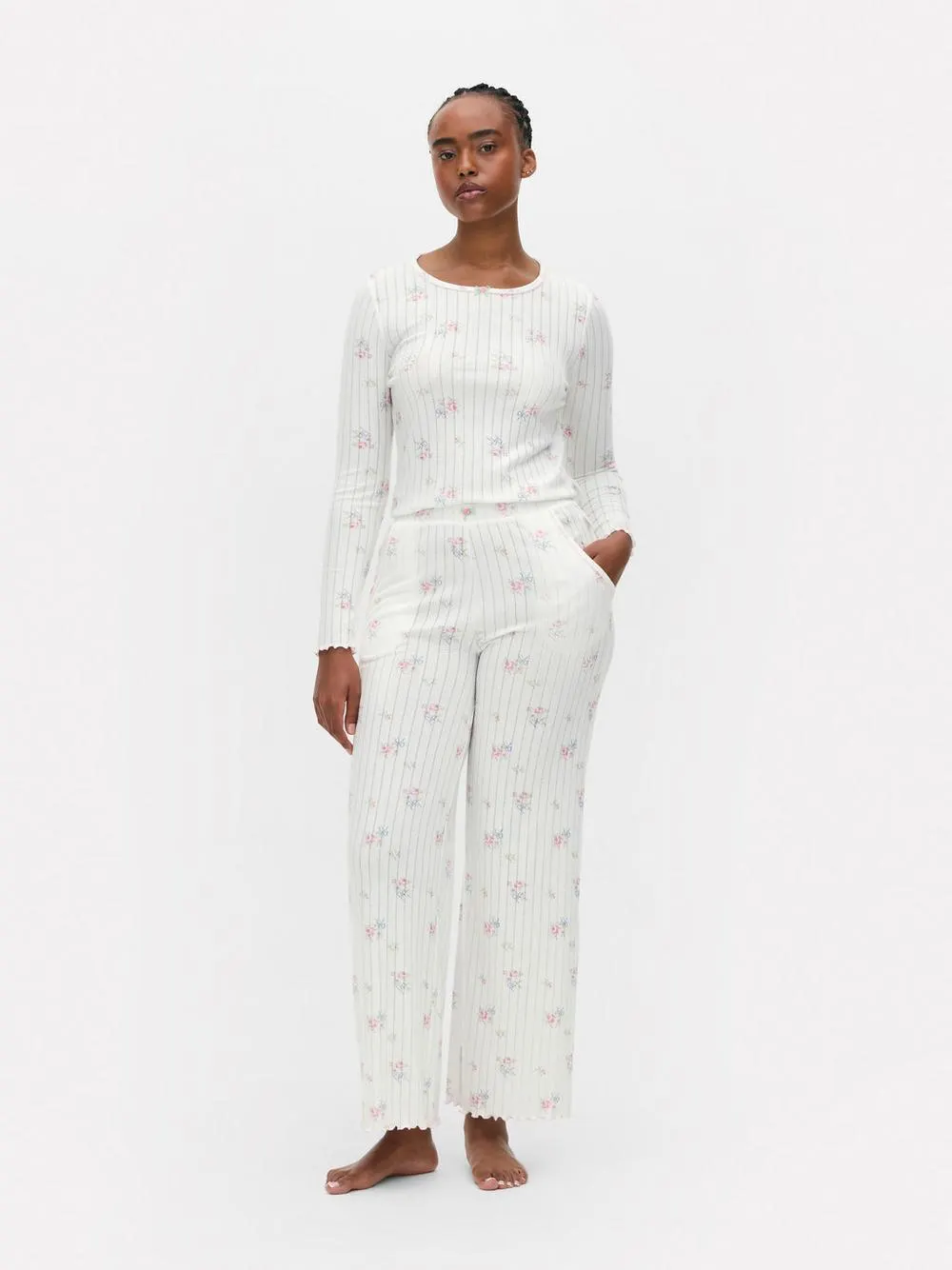 Floral Pointelle Pajama Bottoms