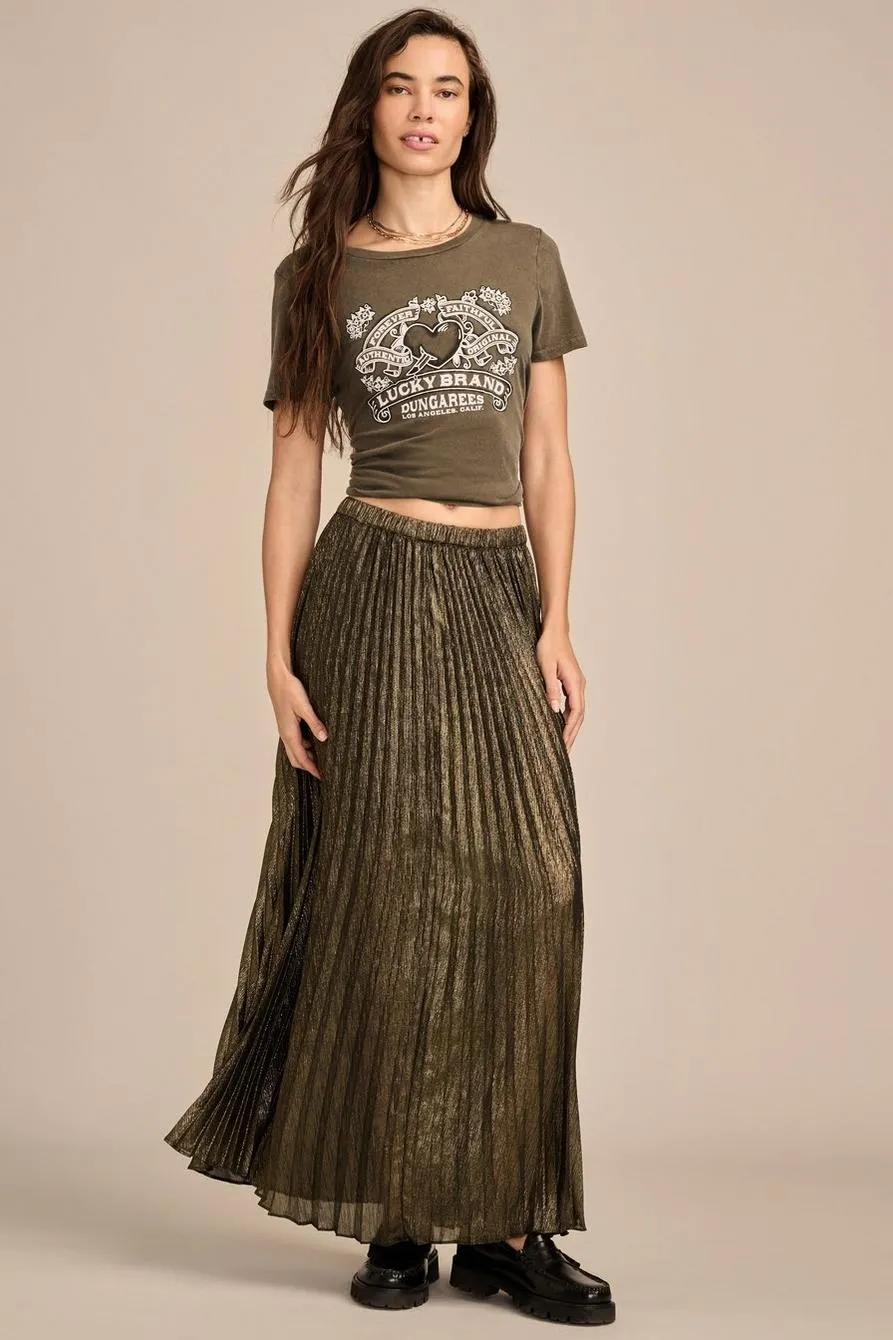 pleated midi skirt