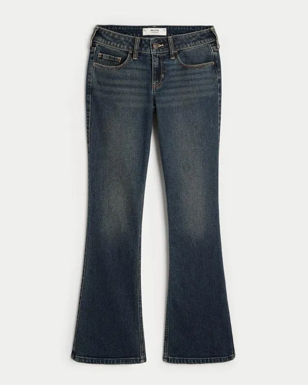 Low-Rise Dark Wash Embroidered Bootcut Jeans