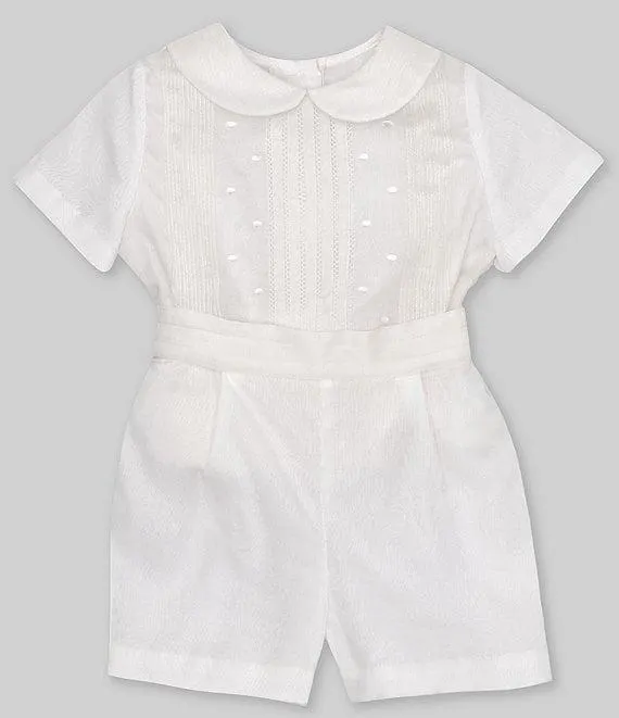Baby Boys Peter Pan Collar Short Sleeve Heirloom Christening Set