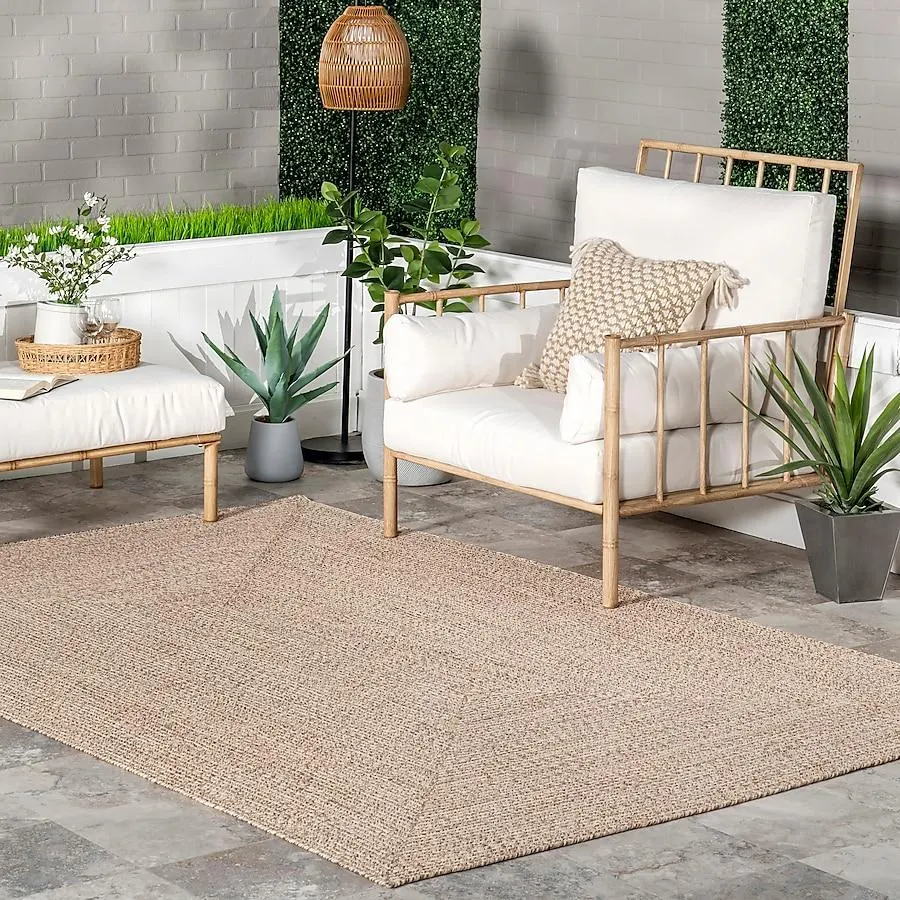 nuLOOM Festival 5 x 8 (ft) Loomed Tan Rectangular Indoor/Outdoor Solid Coastal Area rug