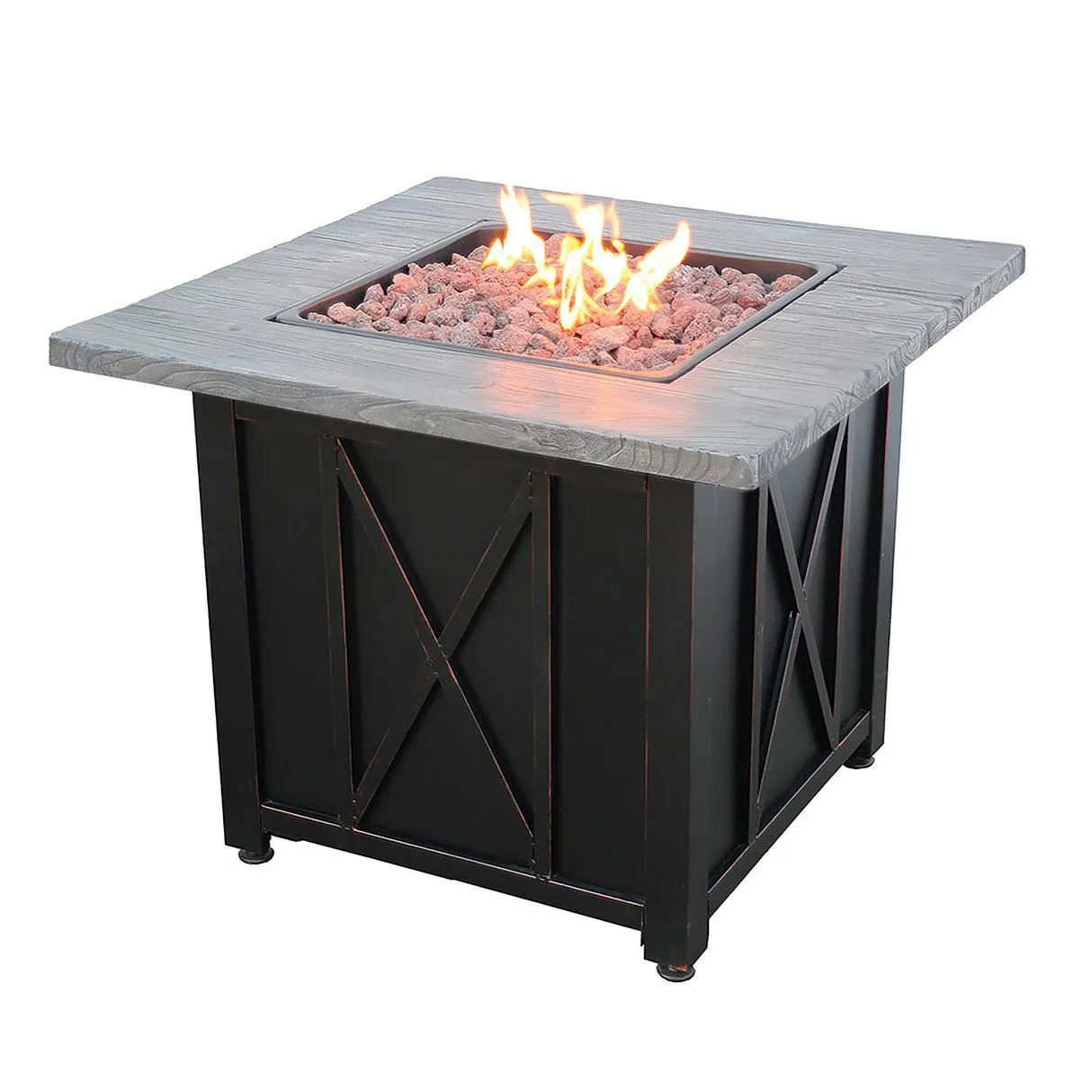 Delwood Outdoor Propane Gas Fire Pit with Resin Mantel