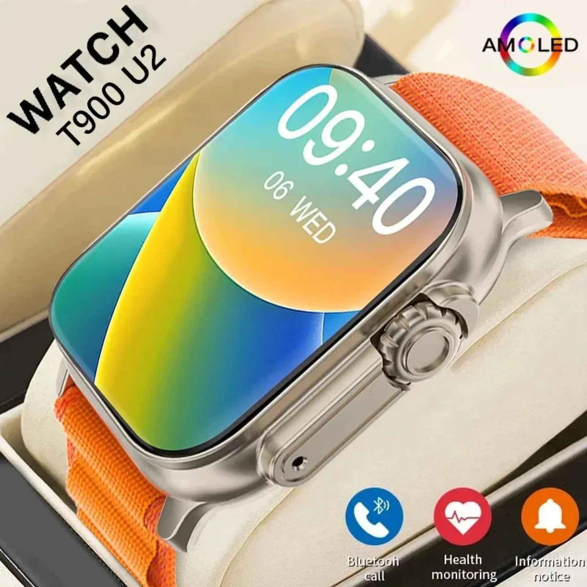 Nuevo reloj inteligente T900 U2 de 49 mm, 2024, nuevo reloj inteligente con NFC para hombres y mujeres, GPS, seguimiento de llamadas, Bluetooth, música, juegos, carga inalámbrica