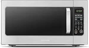 Toshiba ML-EM62P(SS) Large Countertop Microwave with Smart Sensor, 6 Menus, Auto Defrost, ECO Mode, Mute Option & 16.5" Position Memory Turntable, 2.2 Cu Ft, 1200W, Stainless Steel