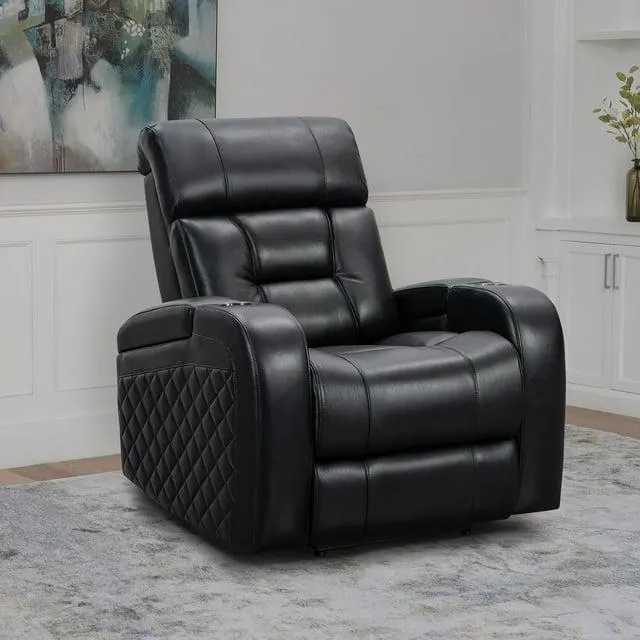 Bronston Top Grain Leather Power Theater Recliner, Black