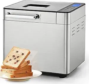 2 LB Bread Maker Machine, 13 in 1 Bread Machine with 3 Loaf Sizes and 3 Colors For Beginner, Breadmaker with Fruit & Nut Dispenser, Yogurt, Jam, 13 Hours Timer, Dough Maker, Easy to Clean