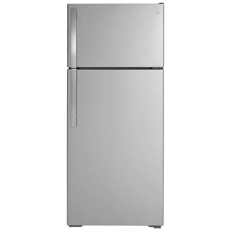 GE 28 in. 17.5 cu. ft. Top Freezer Refrigerator with Ice Maker - Stainless Steel