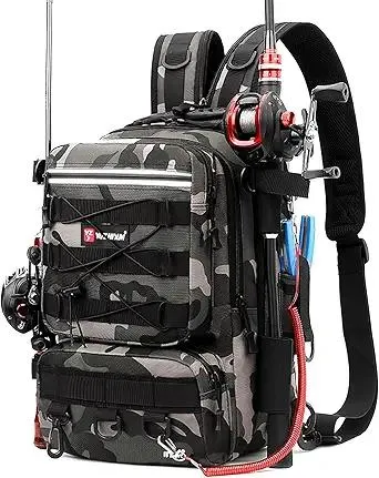 Fishing Backpack With Rod Holder, Fishing Tackle Storage Bags Fishing Tackle Box Backpack Fishing Tackle Bag
