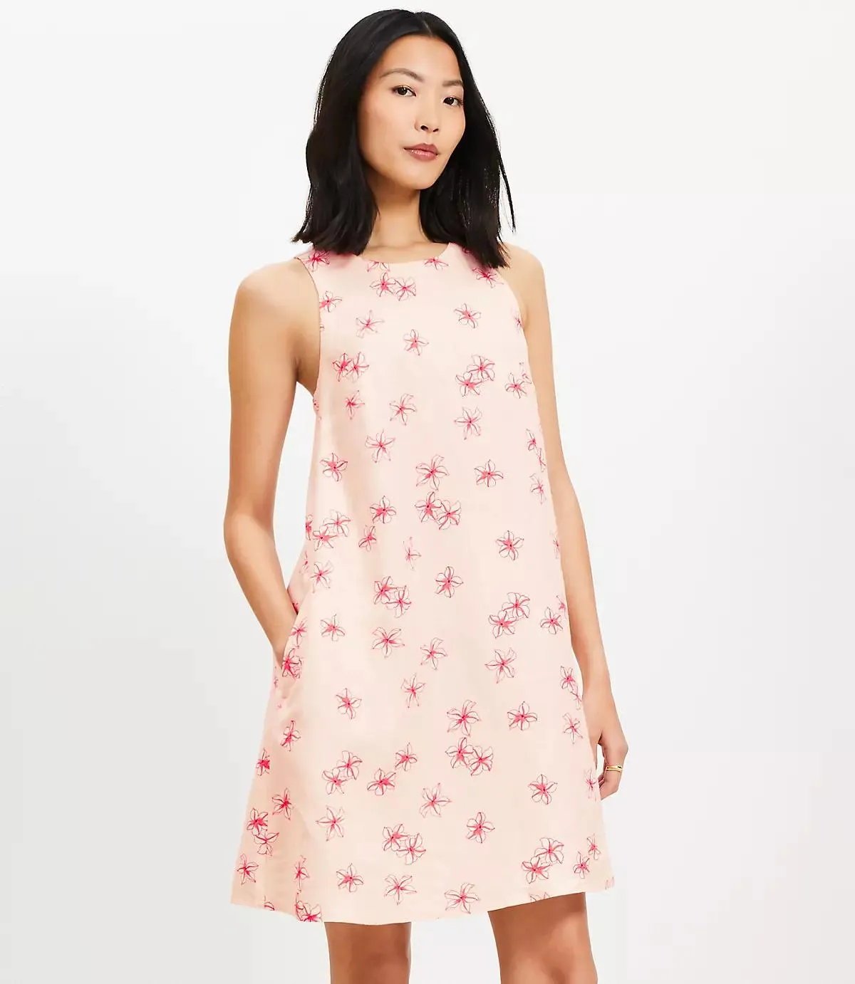 Bloom Linen Blend Cutout Back Mini Pocket Dress