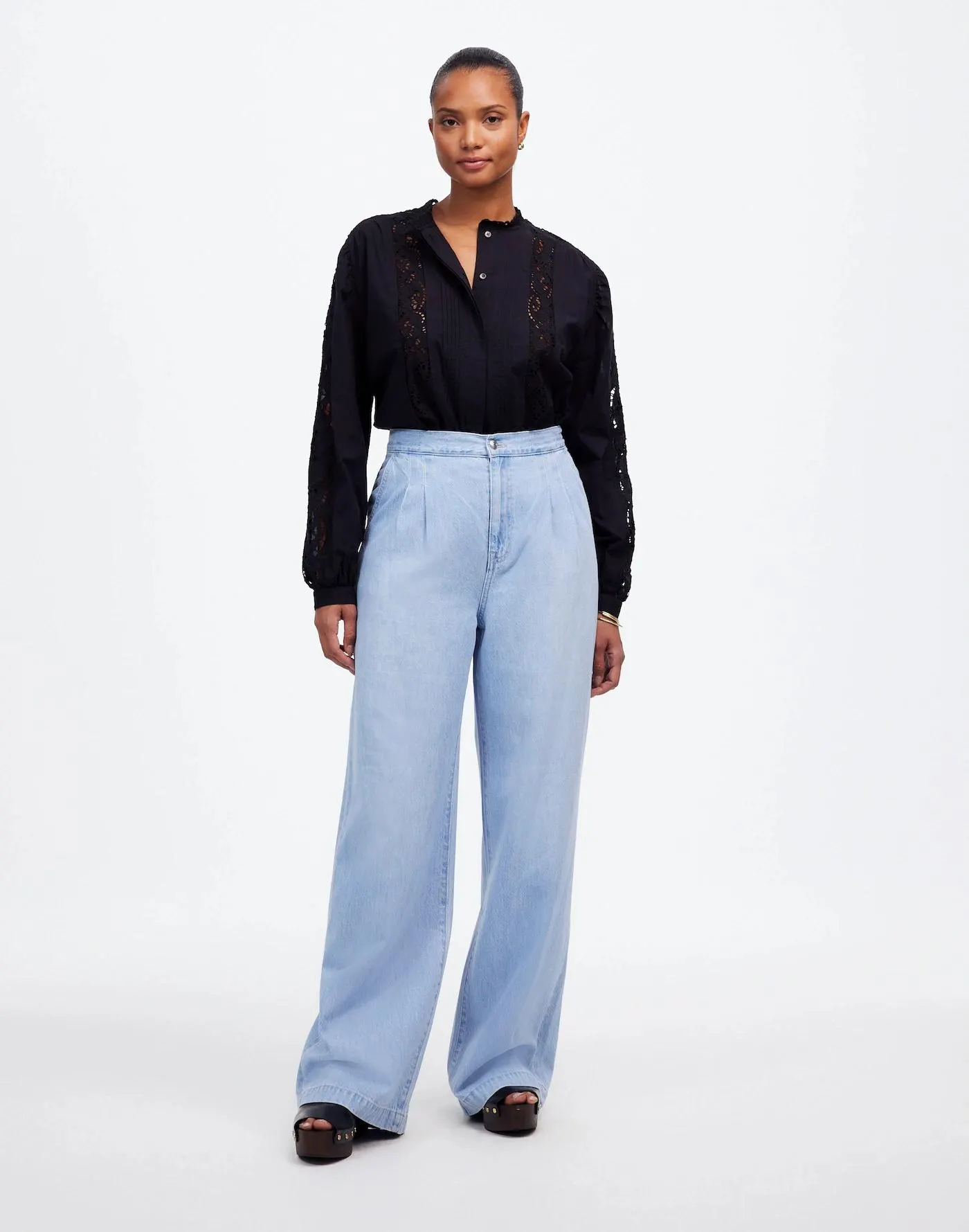 The Curvy Harlow Wide-Leg Denim Trouser in Noll Wash: Airy Denim Edition