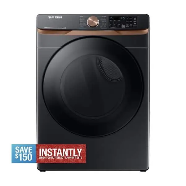 7.5 cu. ft. Smart Gas Dryer in Brushed Black with Steam Sanitize+ and Sensor Dry