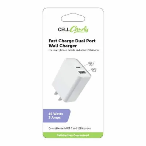 CELLCandy® Fast Charge Dual USB Port Wall Charger - White