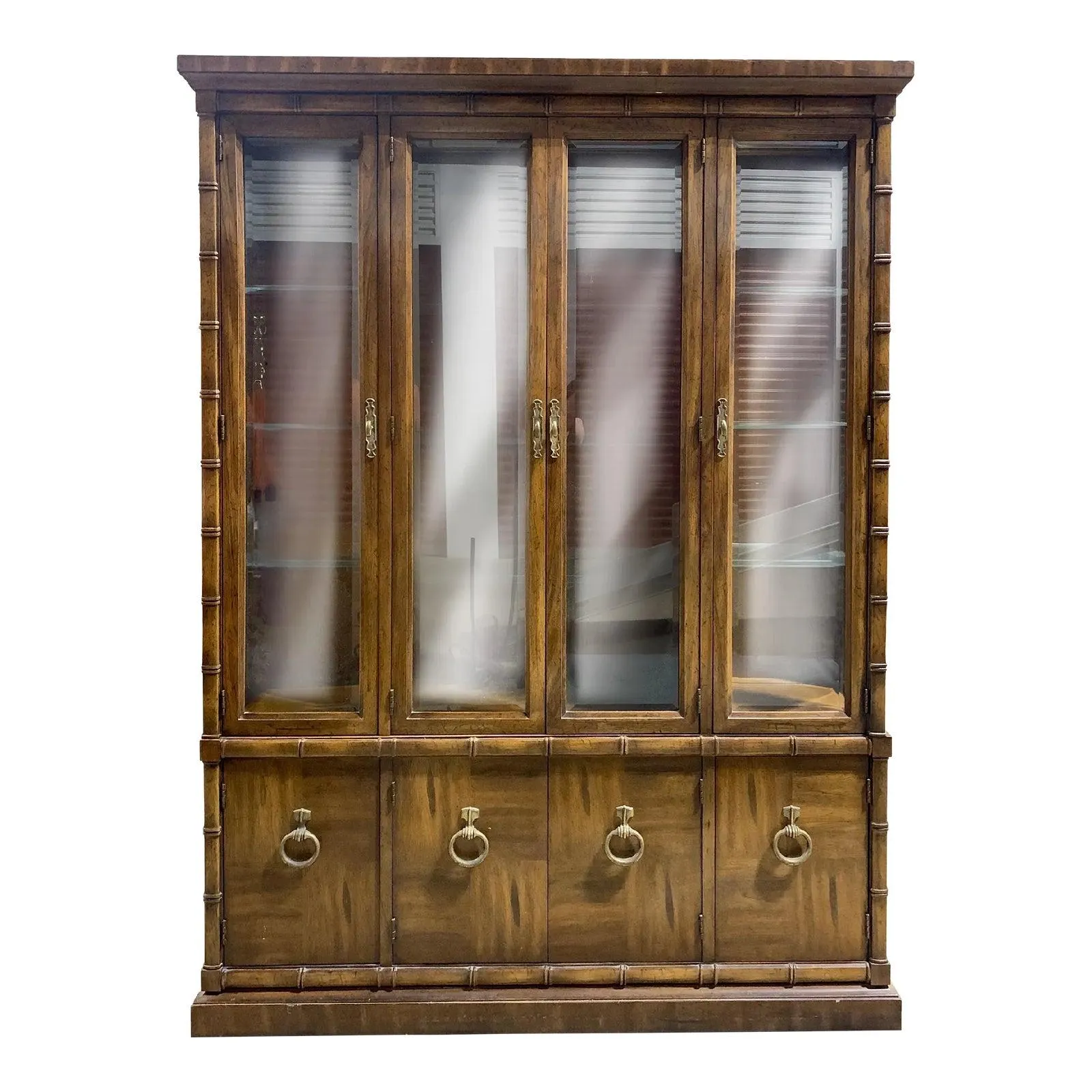 Vintage Faux Bamboo China Cabinet by Drexel Heritage