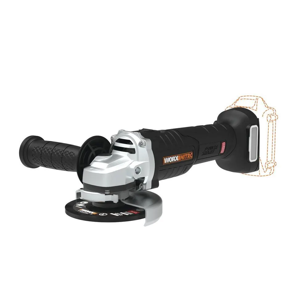WORX® NITRO 20-Volt Brushless Cordless 4-1/2" Slide Switch Angle Grinder - Tool Only