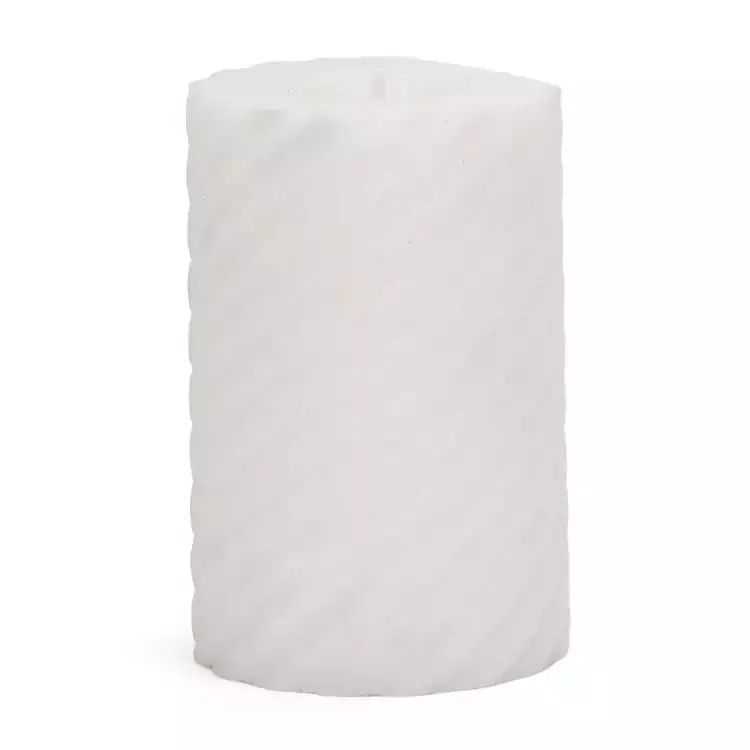 White Spiral Pillar Candle, 4x6