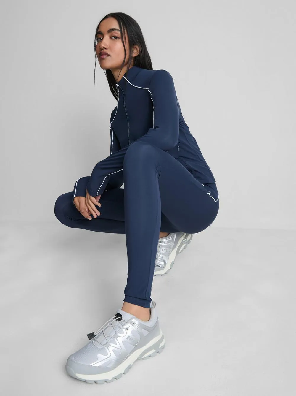 High Waisted Pipe Detail Active Leggings