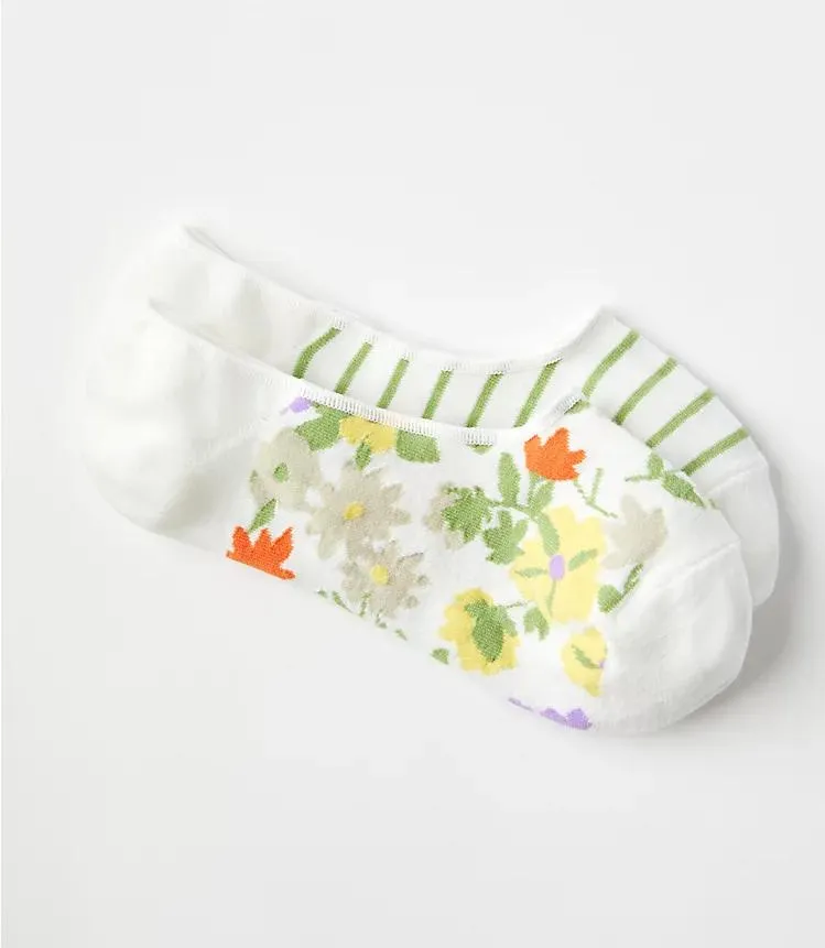 Floral & Stripe No Show Sock Set