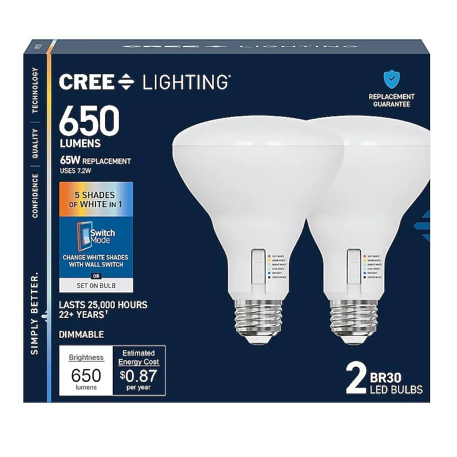 Cree Lighting 65 -Watt EQ E26 Switchable white Dimmable LED General purpose Light Bulb 2 -Pack