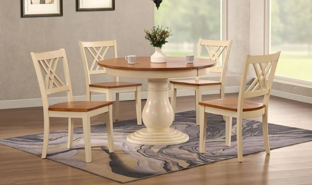 Iconic Furniture Antiqued Caramel Biscotti Double X-Back Bella Dining Set